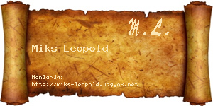 Miks Leopold névjegykártya